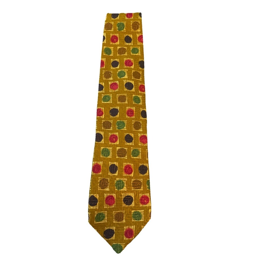 Ermenegildo Zenga Men’s Multicolor  Geometric Circles 100% Silk 4” Italian EUC